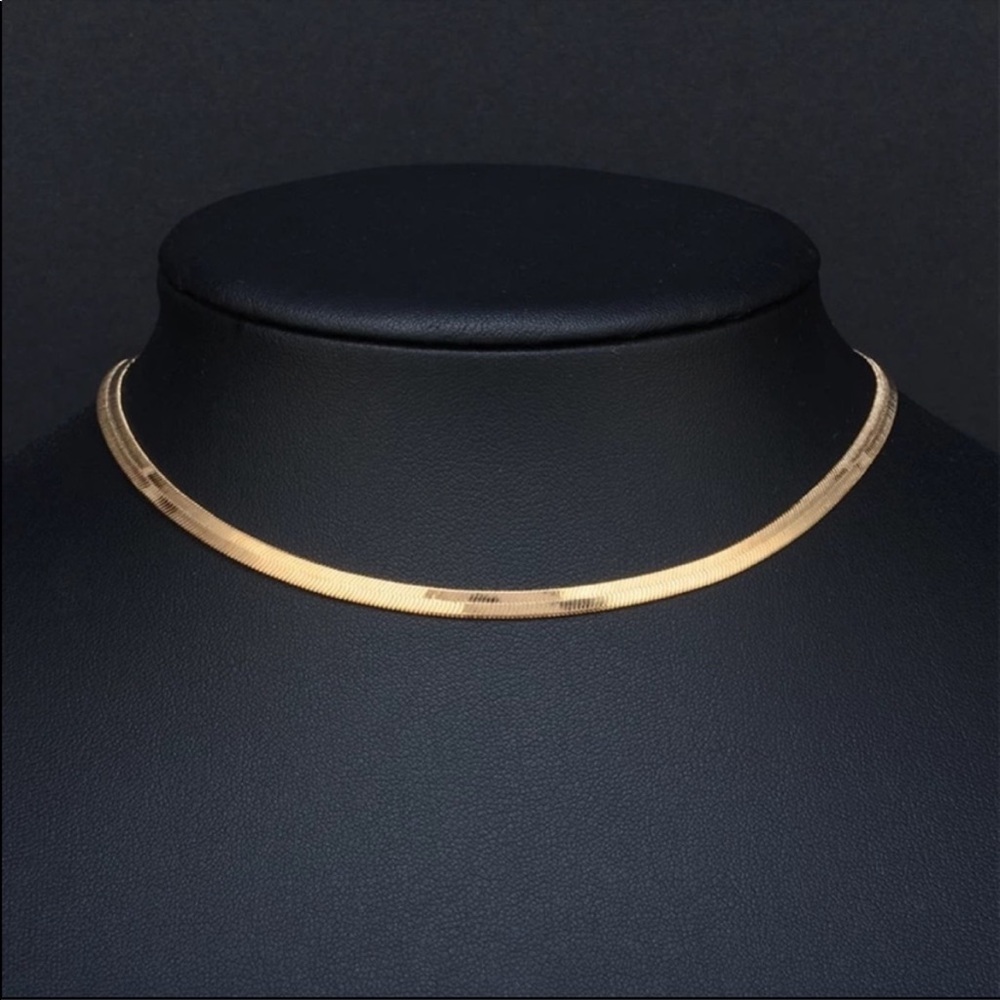 NEW 18K GOLD BLADE FLAT SNAKE CHAIN NECKLACE - Picture 2 of 6